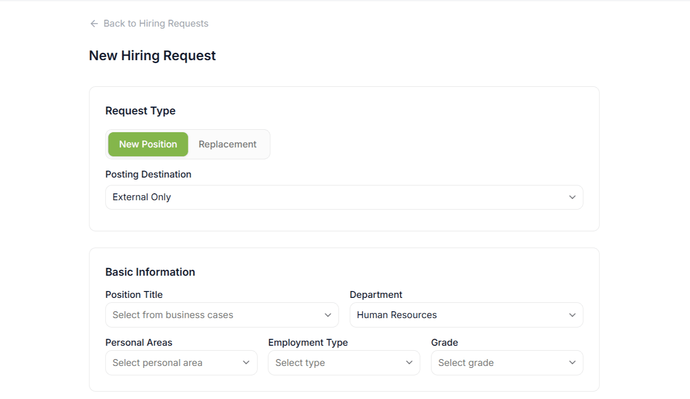 Hiring Requests — HR AIVA